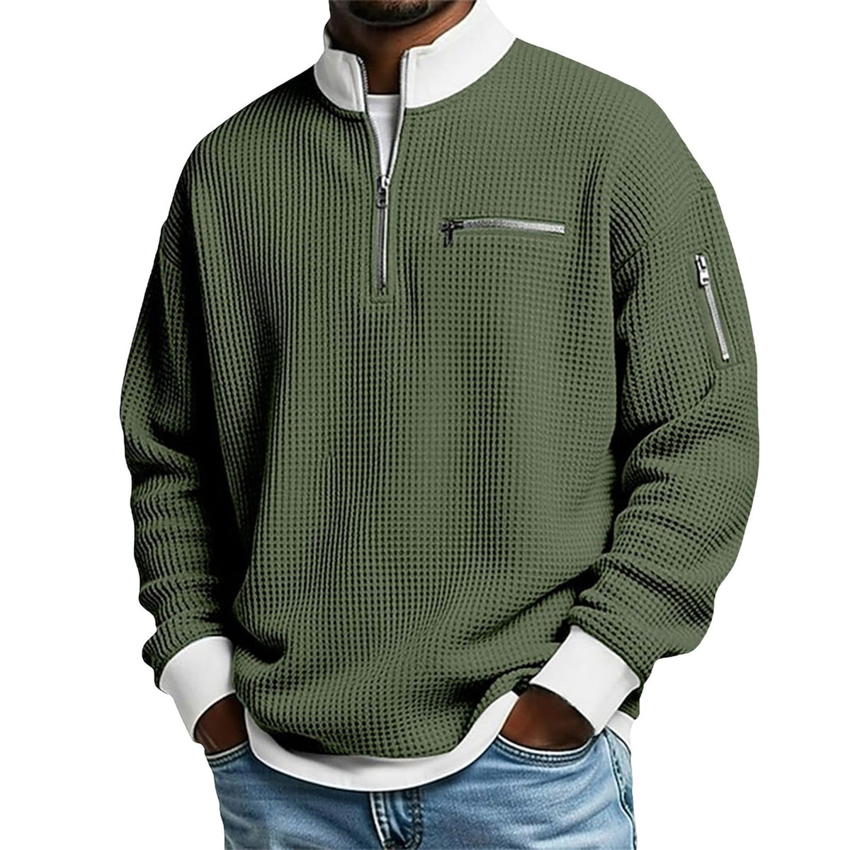 Men's Half-Zip Sweater – Fine Textured Knit
