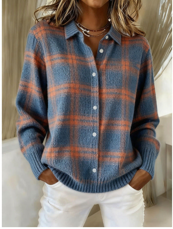 Women's Textured Knit Cardigan – Raised Retro Pattern
