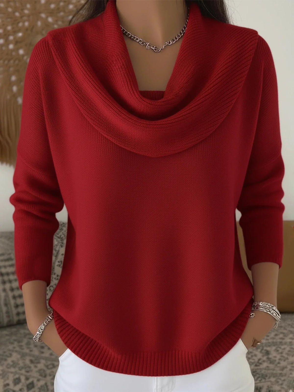 Women's Chunky Knit Sweater – Relaxed Crew Neck