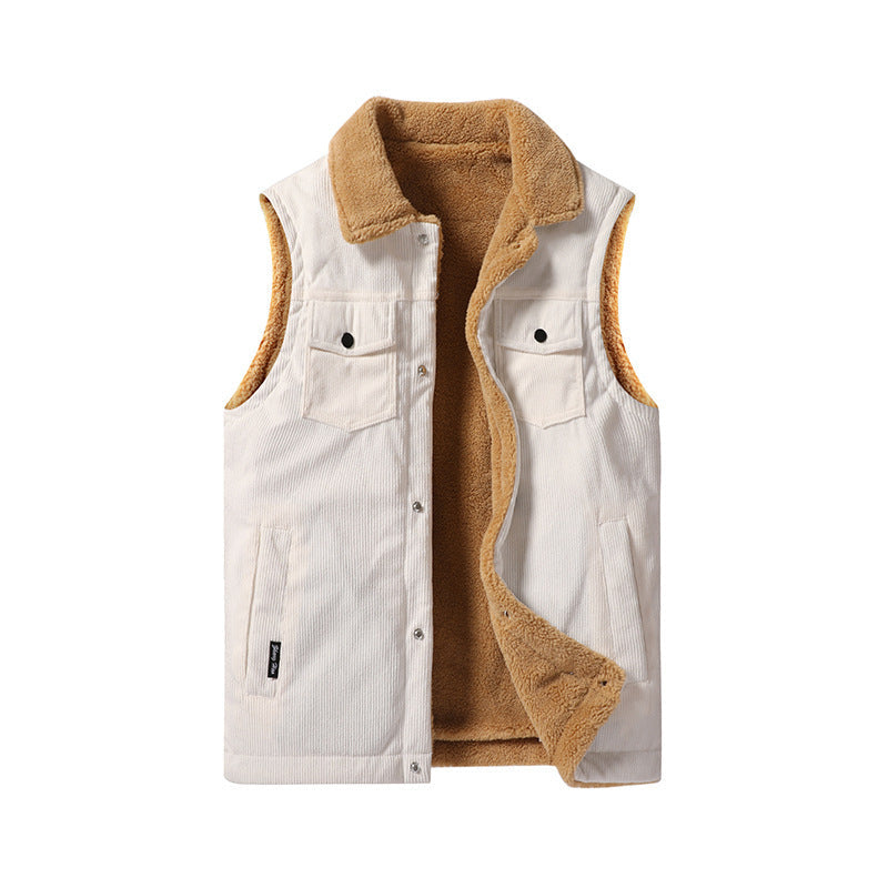 Men's Corduroy-Look Vest – Lined Workwear Fit