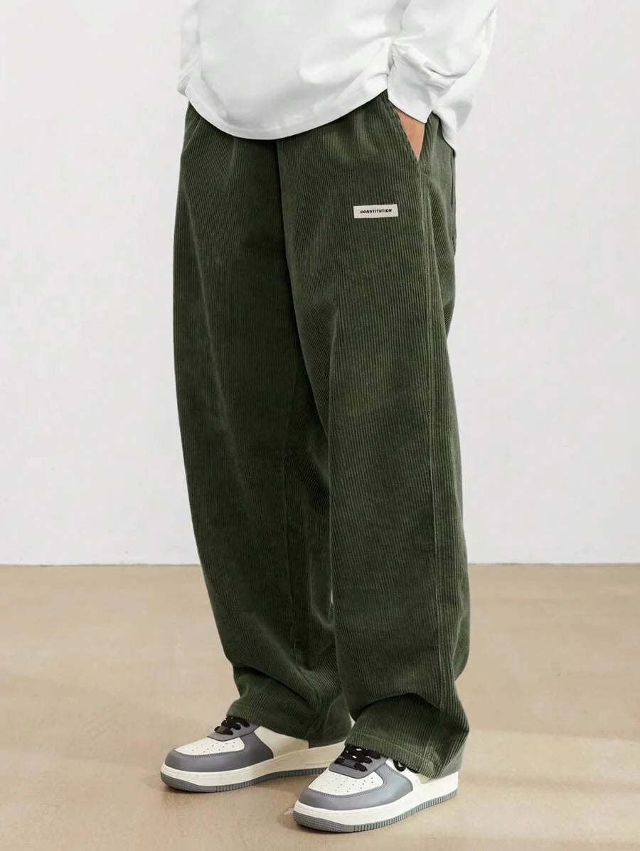 Men's Drawstring Wide-Leg Pants – Relaxed Straight Fit