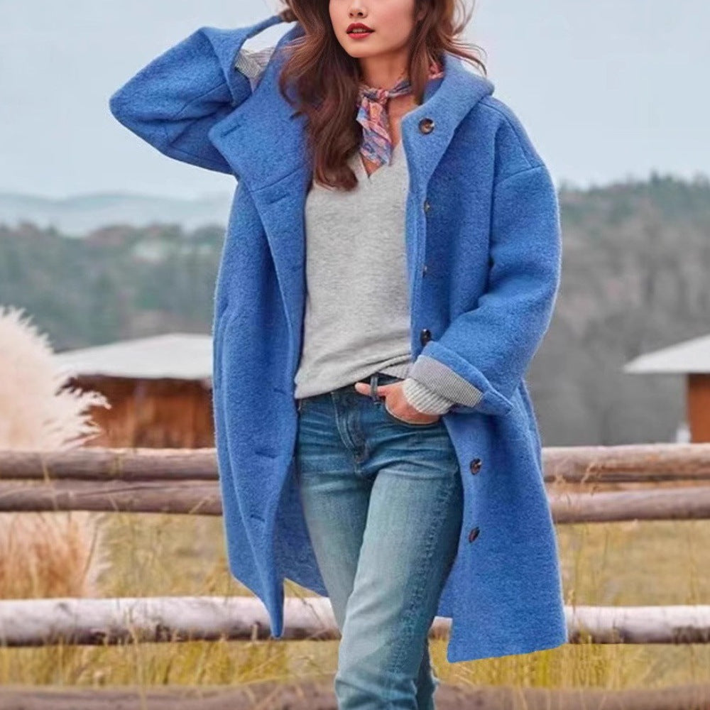 Women's Long Lapel Coat – Straight Relaxed Fit