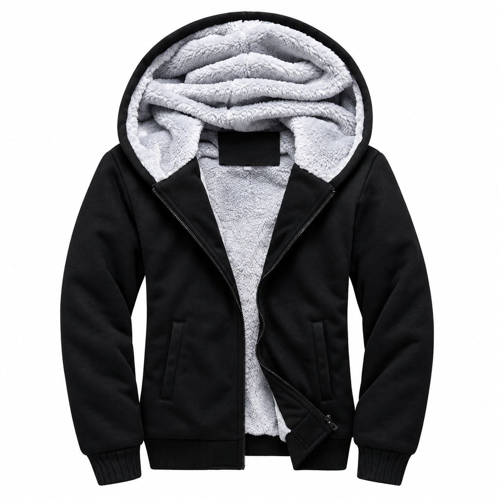 Men's Fleece-Lined Hooded Cardigan – Two-Tone Relaxed Fit