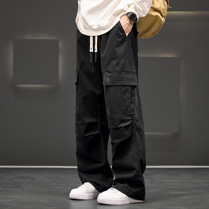 Men's Cargo Pants – Wide-Leg Drawstring Waist