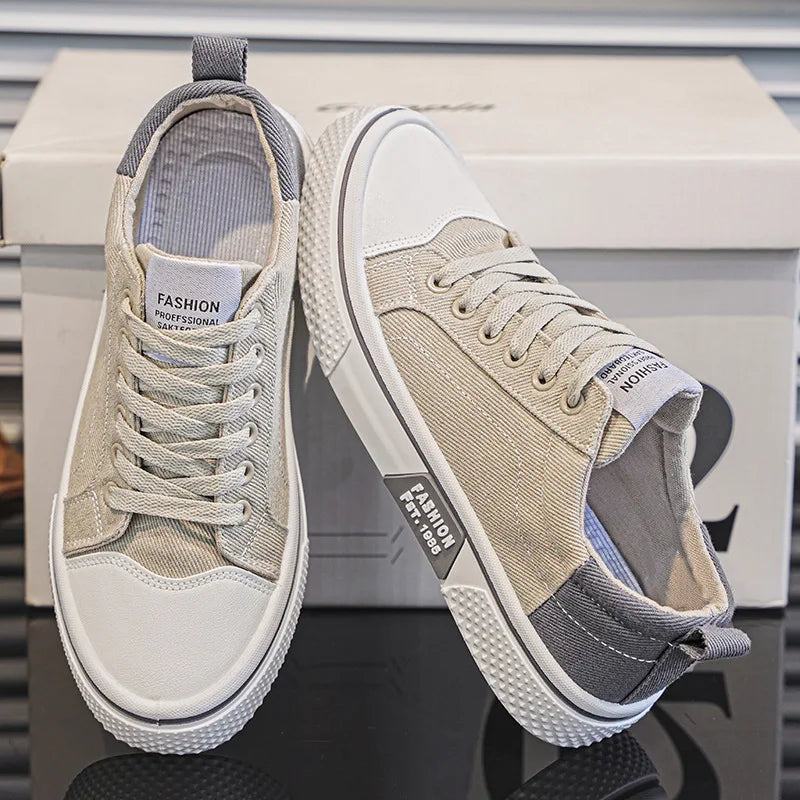 Men's Canvas Sneaker – Low-Top Contrast Heel