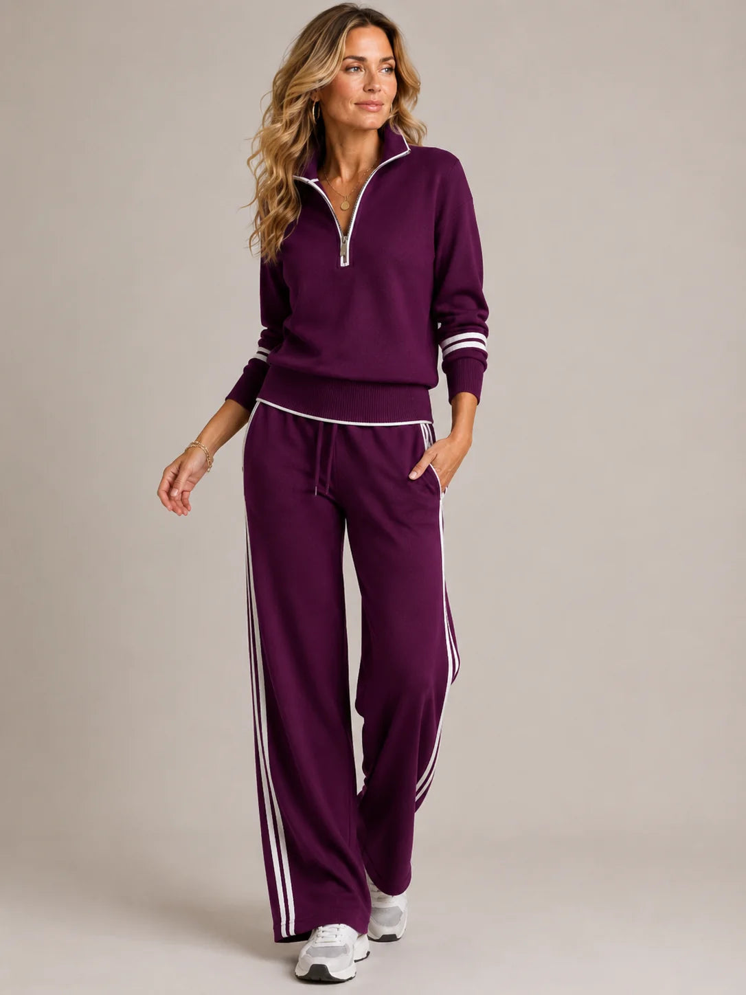 Women's Cotton Two-Piece Set – Long Sleeve Relaxed Fit