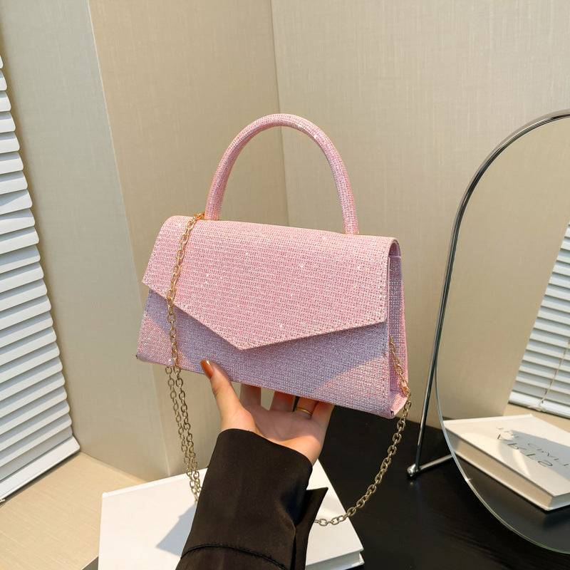 Women's Square Clutch Bag – Diamond-Effect Hard Shell