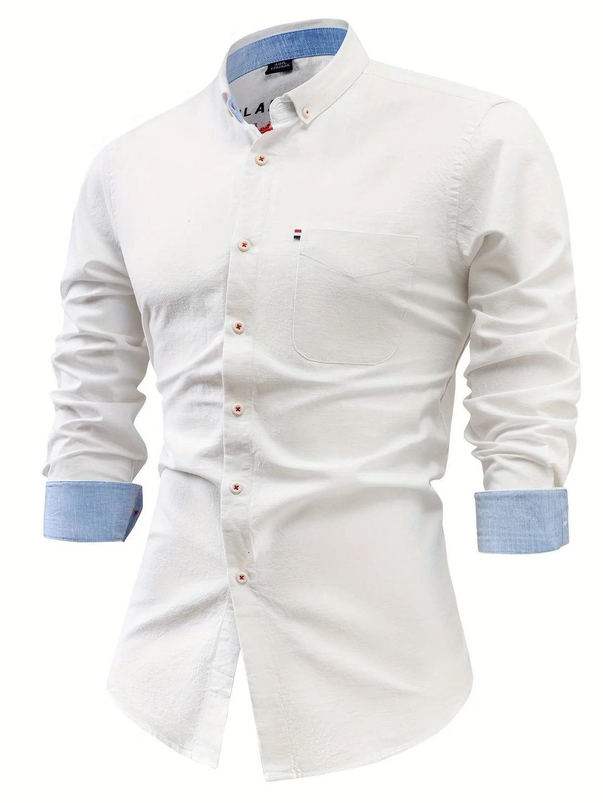Men's Cotton-Linen Shirt – Straight Fit Long Sleeve