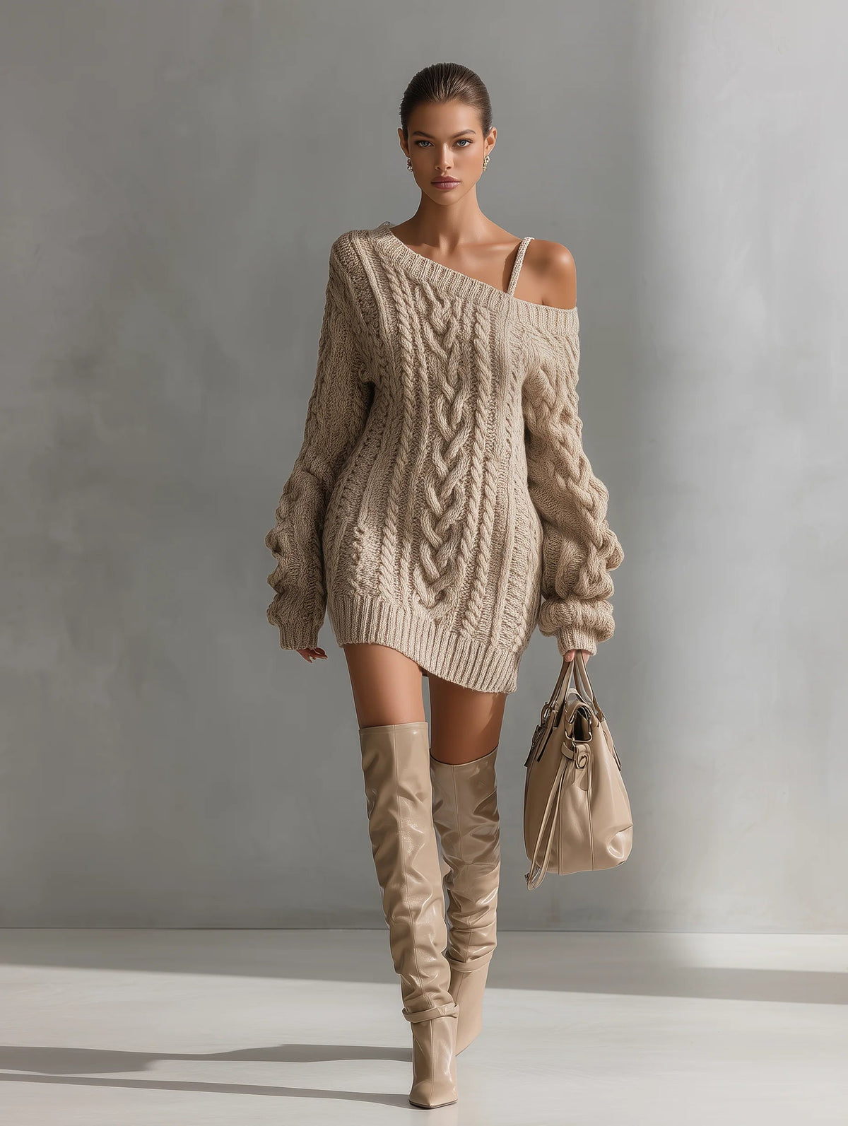 Women's Knit Pullover Sweater – Loose Draped Fit