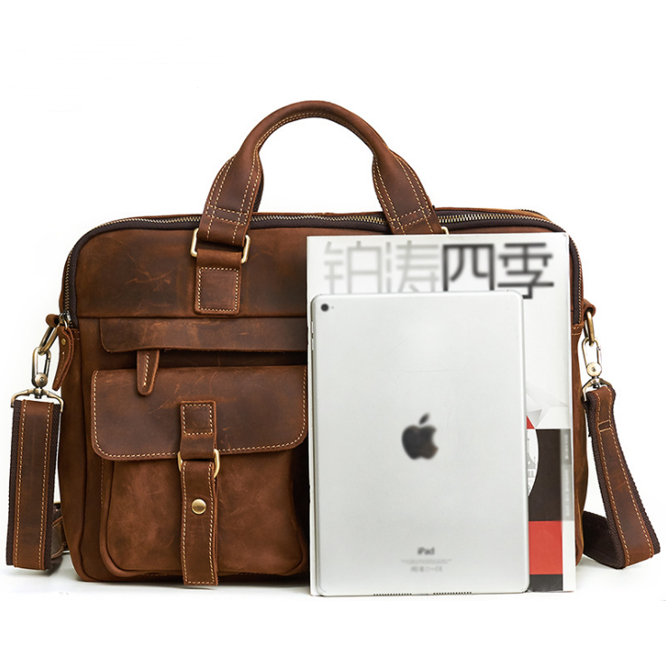Men's Leather Briefcase – Structured Retro Business