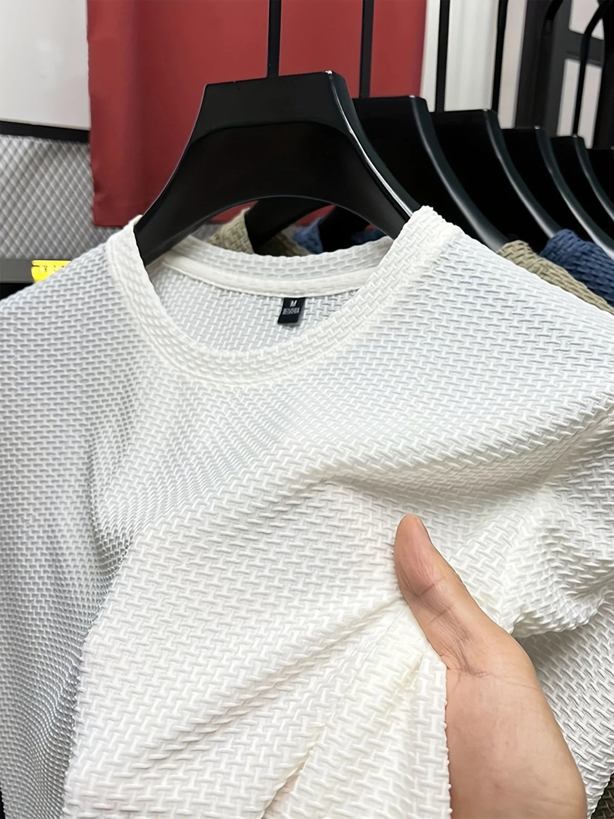 Men's Short Sleeve Pullover Shirt – Slim Textured Plaid