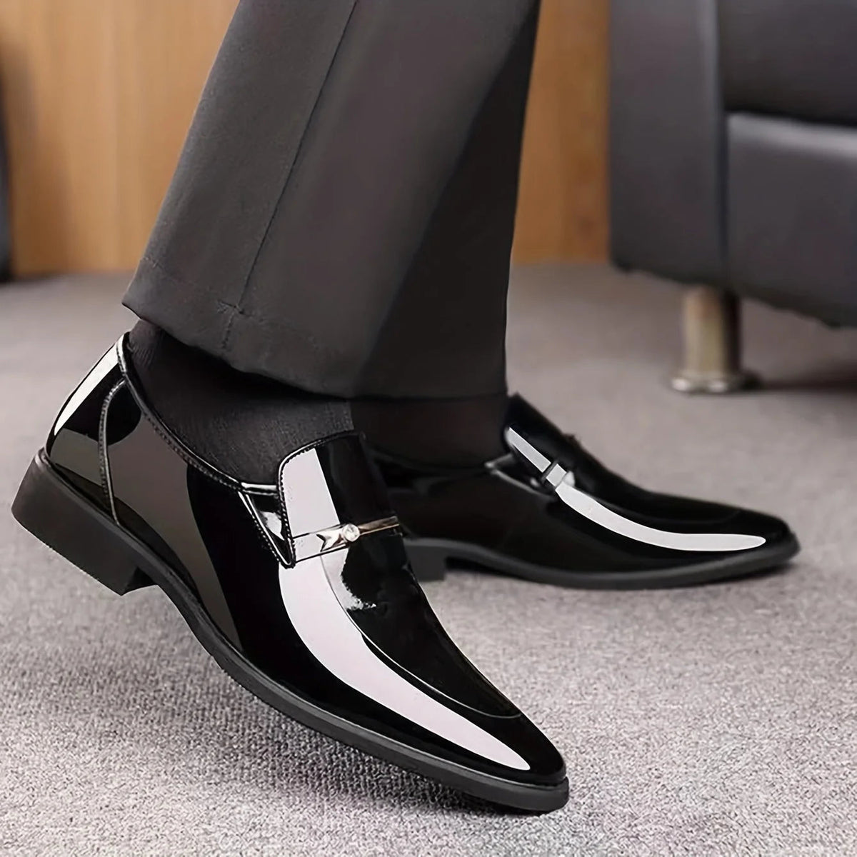 Men's Patent Loafer – Pointed Toe Slip-On