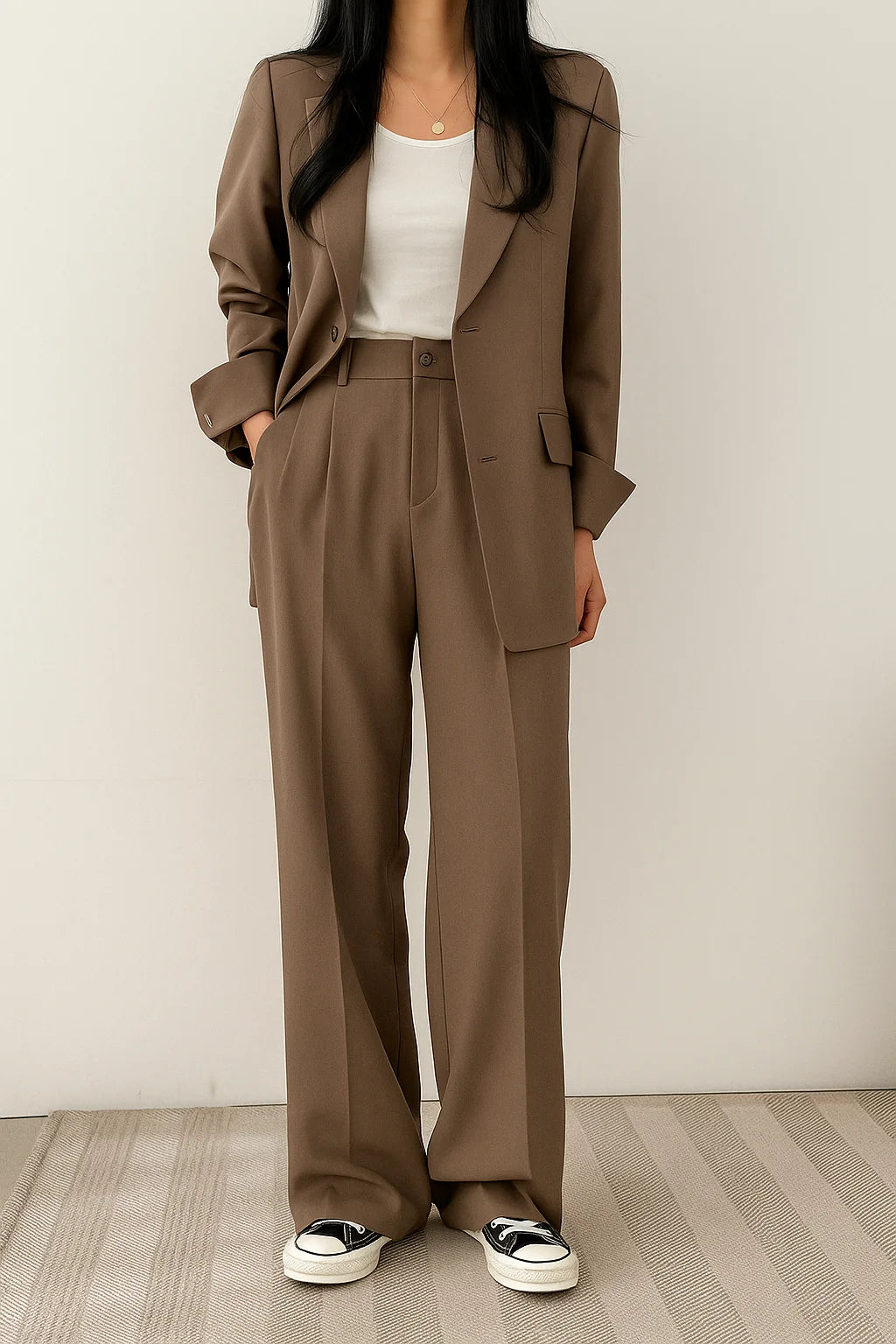 Women's Blazer and Wide-Leg Pants Set – Relaxed Two-Piece