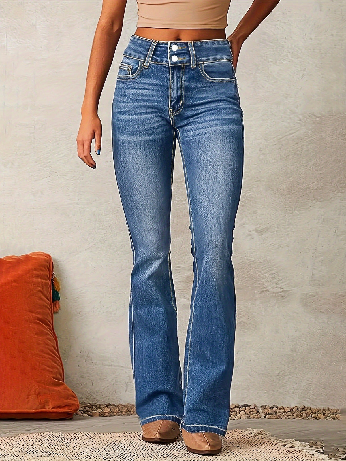 Women's Slim Flare Jeans – Mid-Rise Stretch Denim