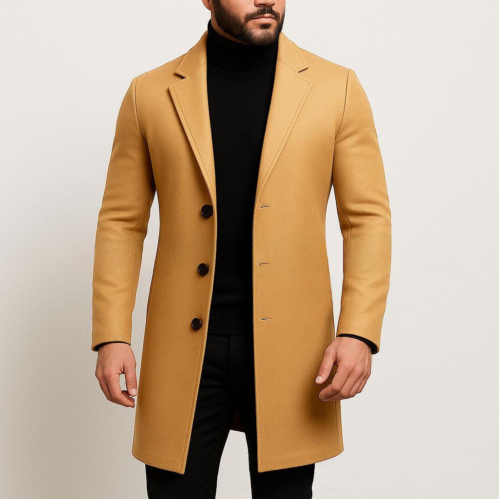Men's Longline Coat – Tailored Single-Breasted Fit