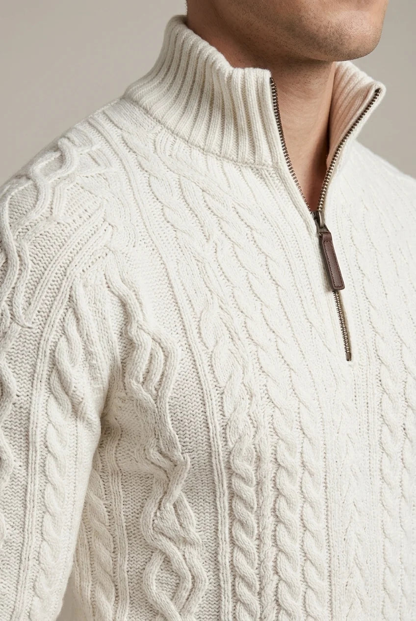 Men's Quarter-Zip Sweater – Chunky Cable Knit