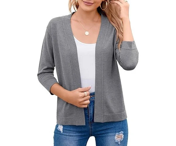 Women's Knit Cardigan – Cropped Open-Front Fit