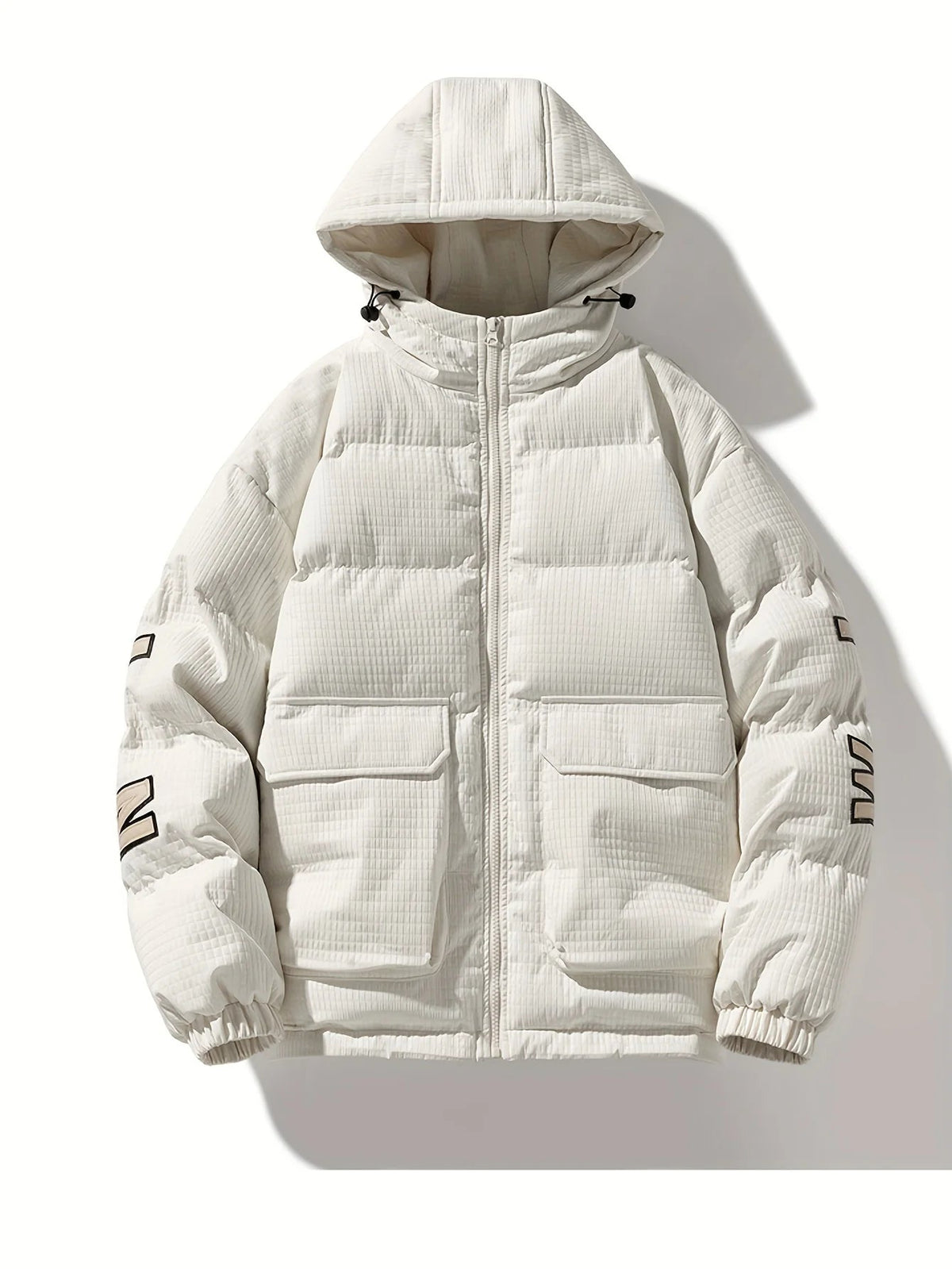 Men's Hooded Quilted Coat – Relaxed Hip-Length Fit