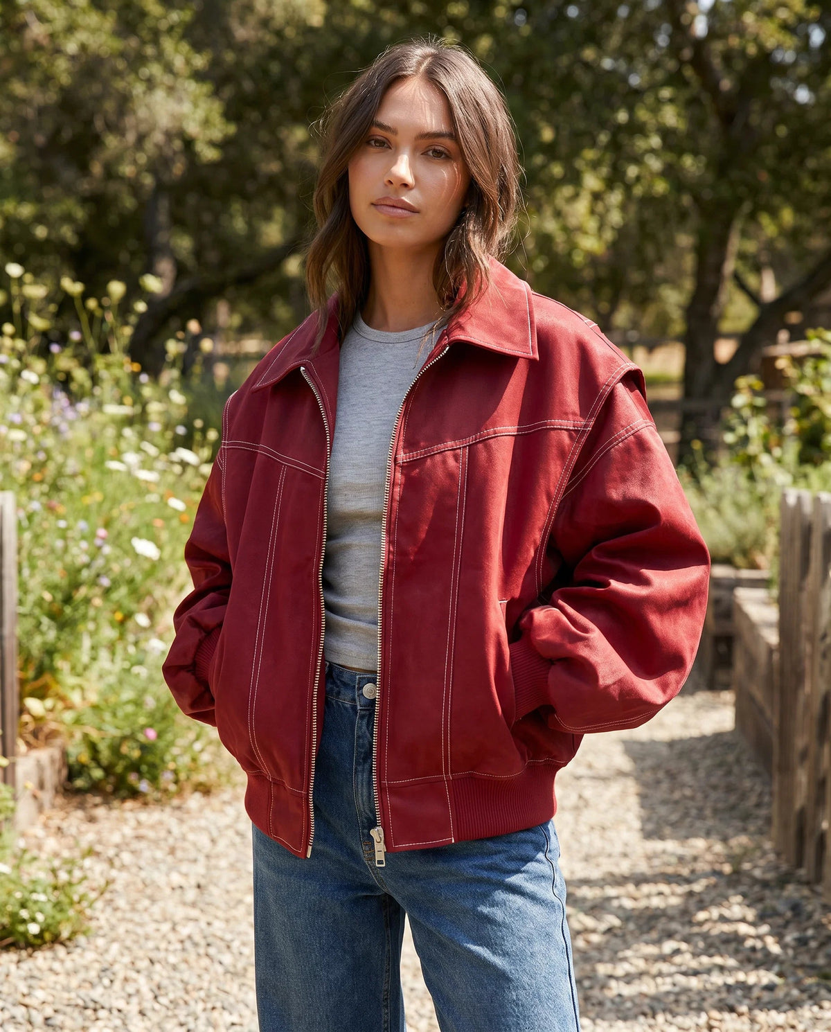Women's Moto Jacket – Relaxed Lapel Zip-Up