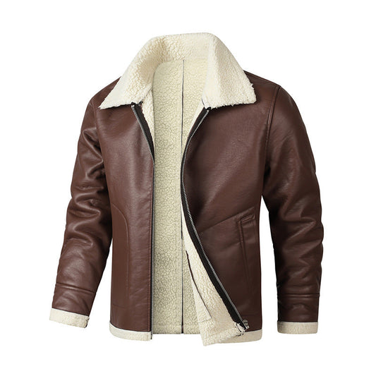 Men's Leather Jacket – Fleece-Lined Fitted Cut