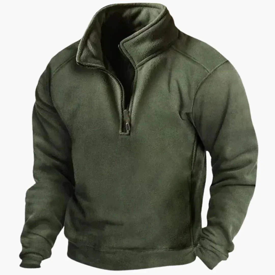 Men's Lined V-Neck Sweater – Slim Button Placket