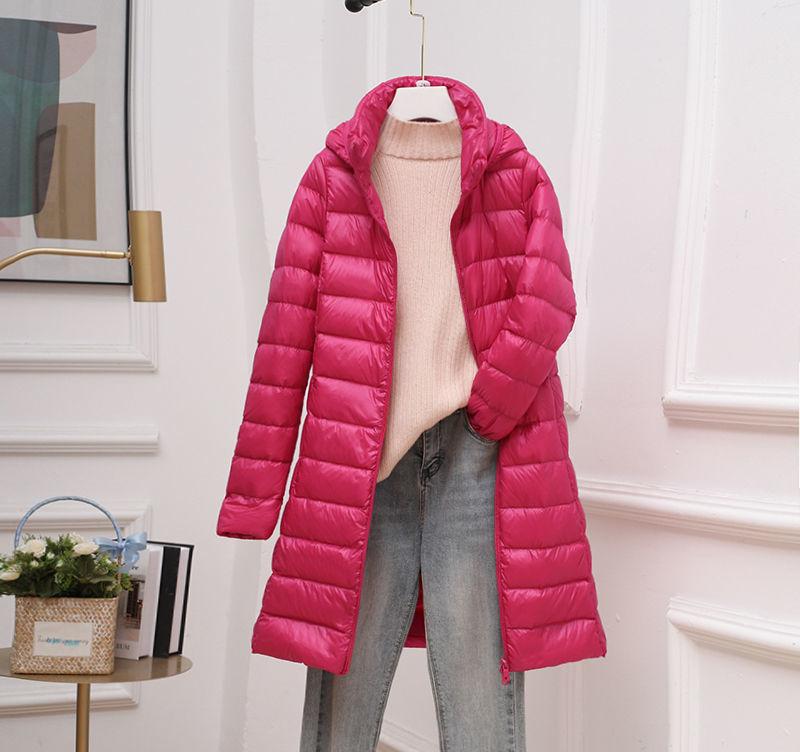 Women's Long Down Puffer Jacket – Detachable Hood