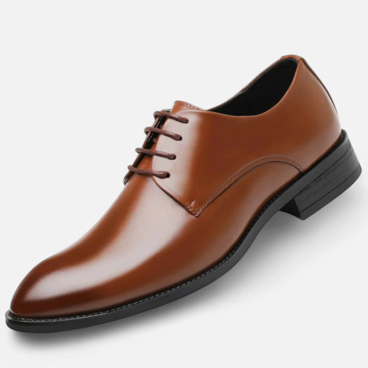 Men's Leather Derby Shoes – Classic Round Toe