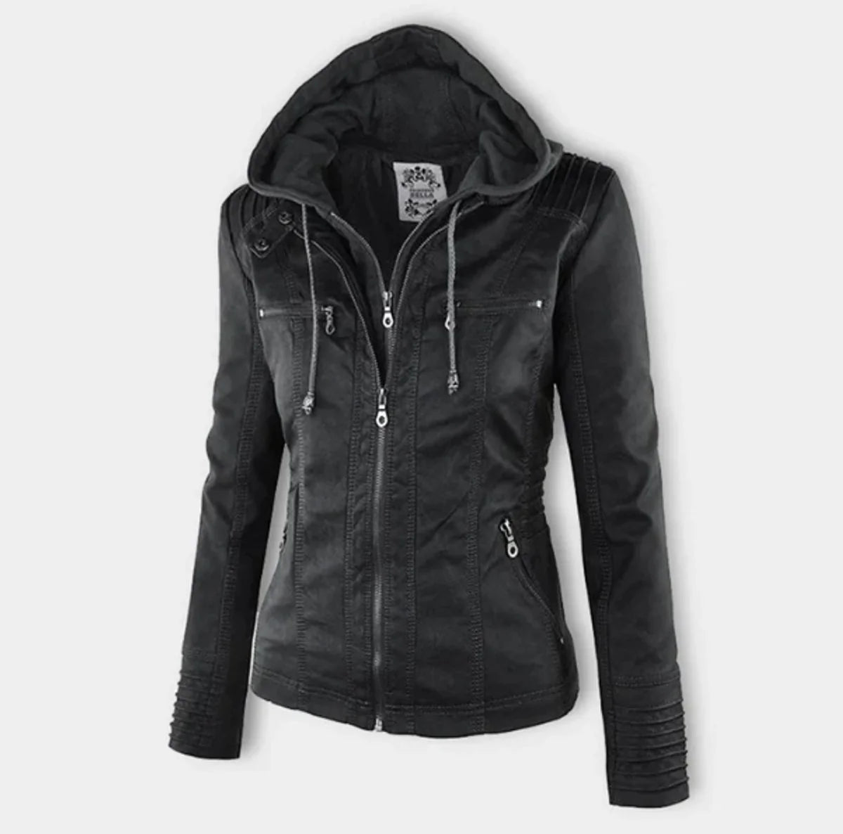 Women's Faux Leather Moto Jacket – Tailored Fitted Cut