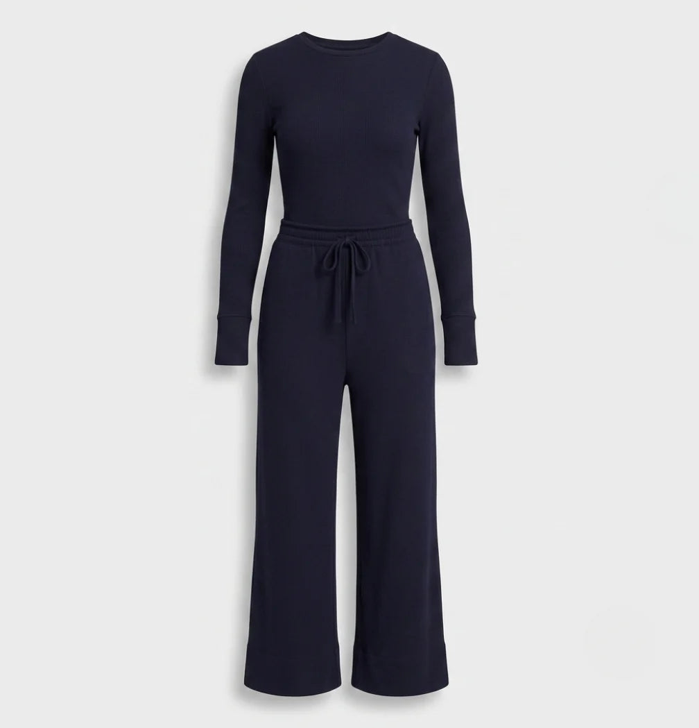 Women's Two-Piece Set – Wide-Leg Pants & Long-Sleeve Top