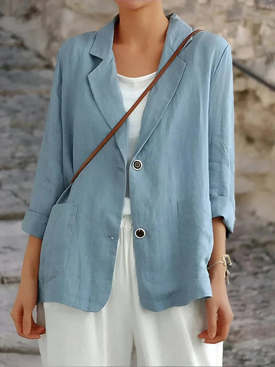 Women's Linen-Cotton Jacket – Relaxed One-Button Fit
