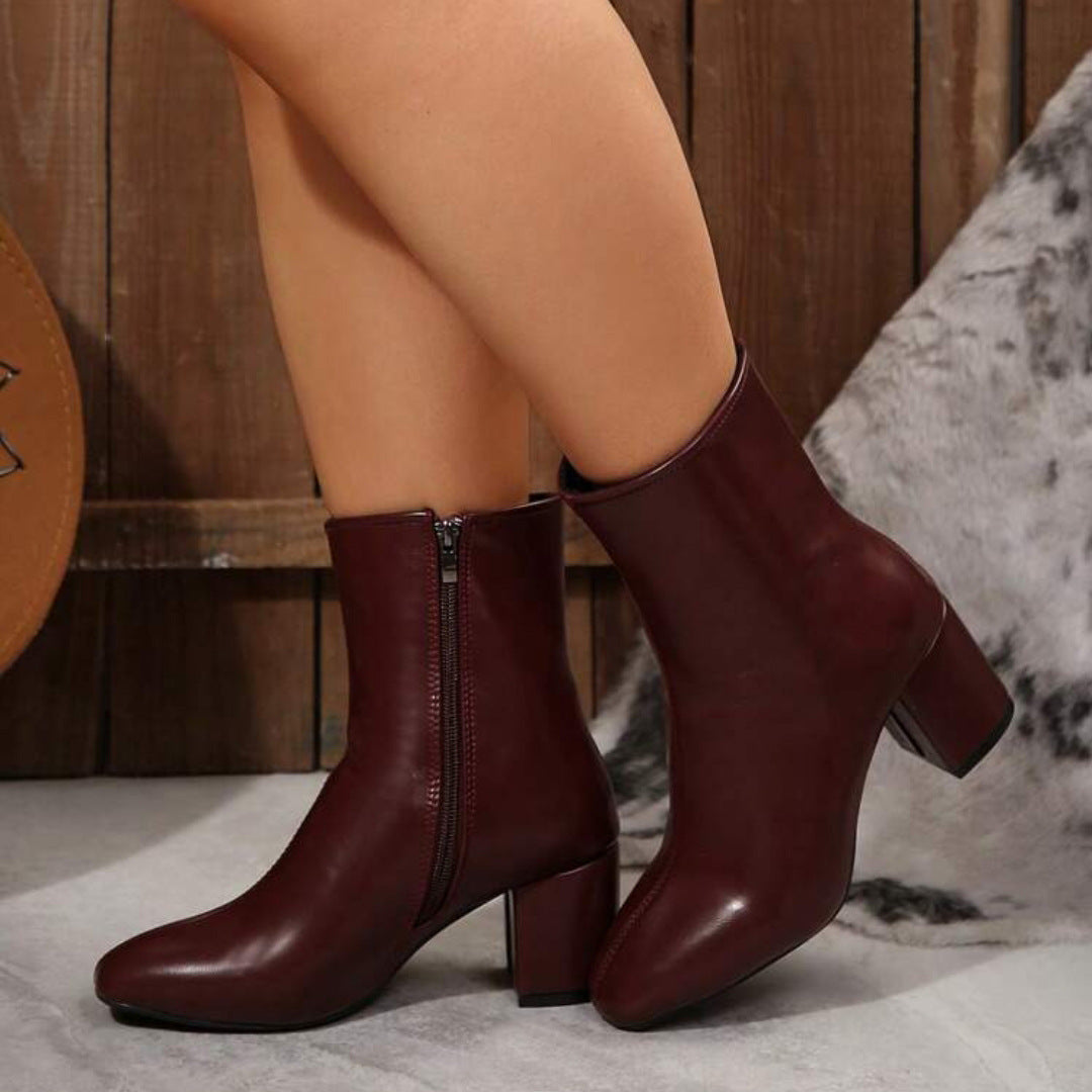 Women's Ankle Boots – Block Heel Square Toe