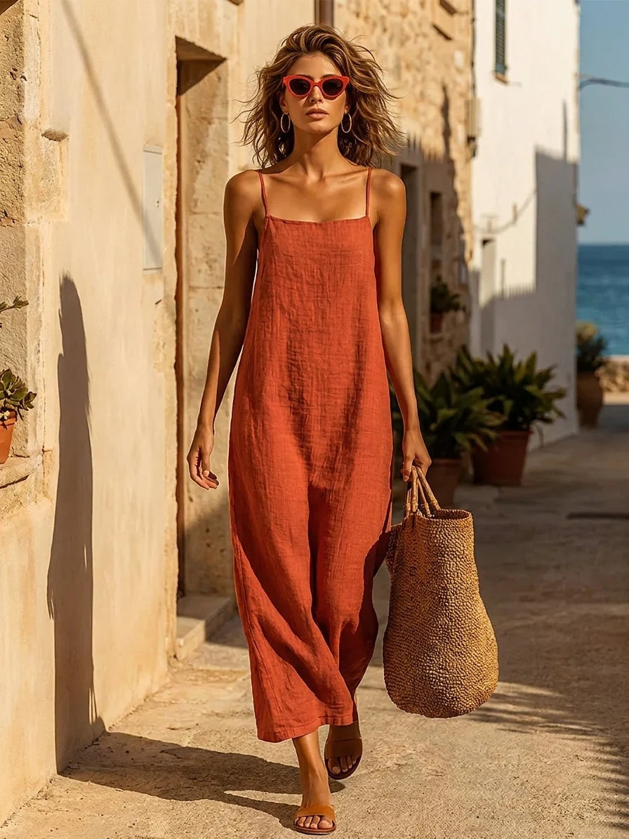 Women's Strapless Maxi Dress – Square Neck Relaxed Fit