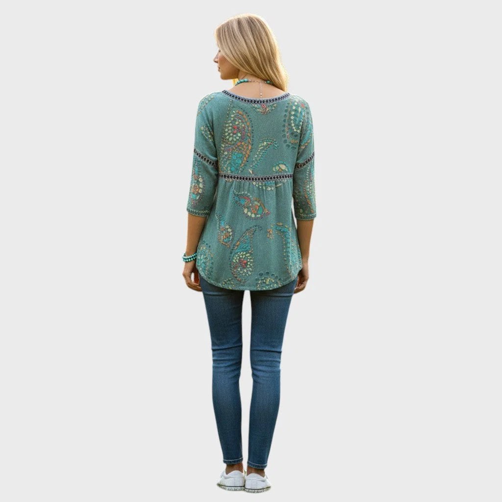 Women's Textured Top – 3D Floral Crewneck