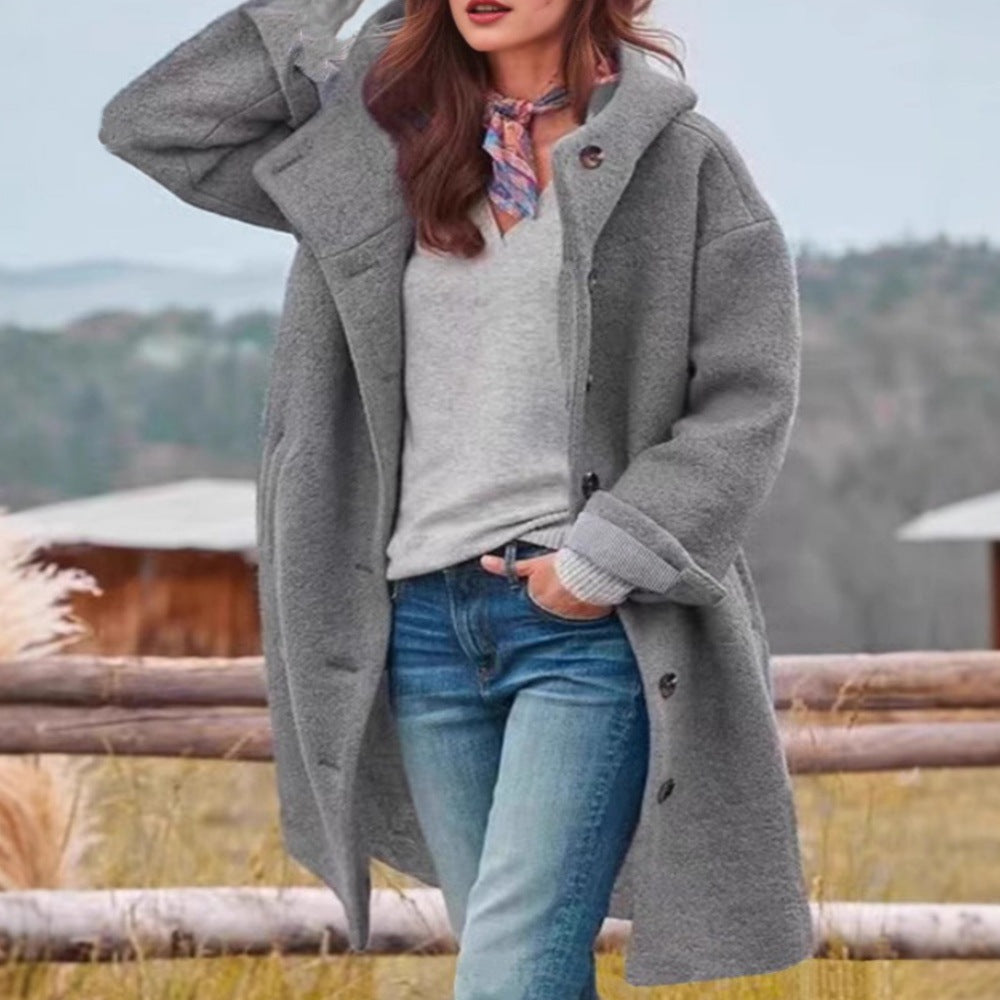 Women's Long Lapel Coat – Straight Relaxed Fit