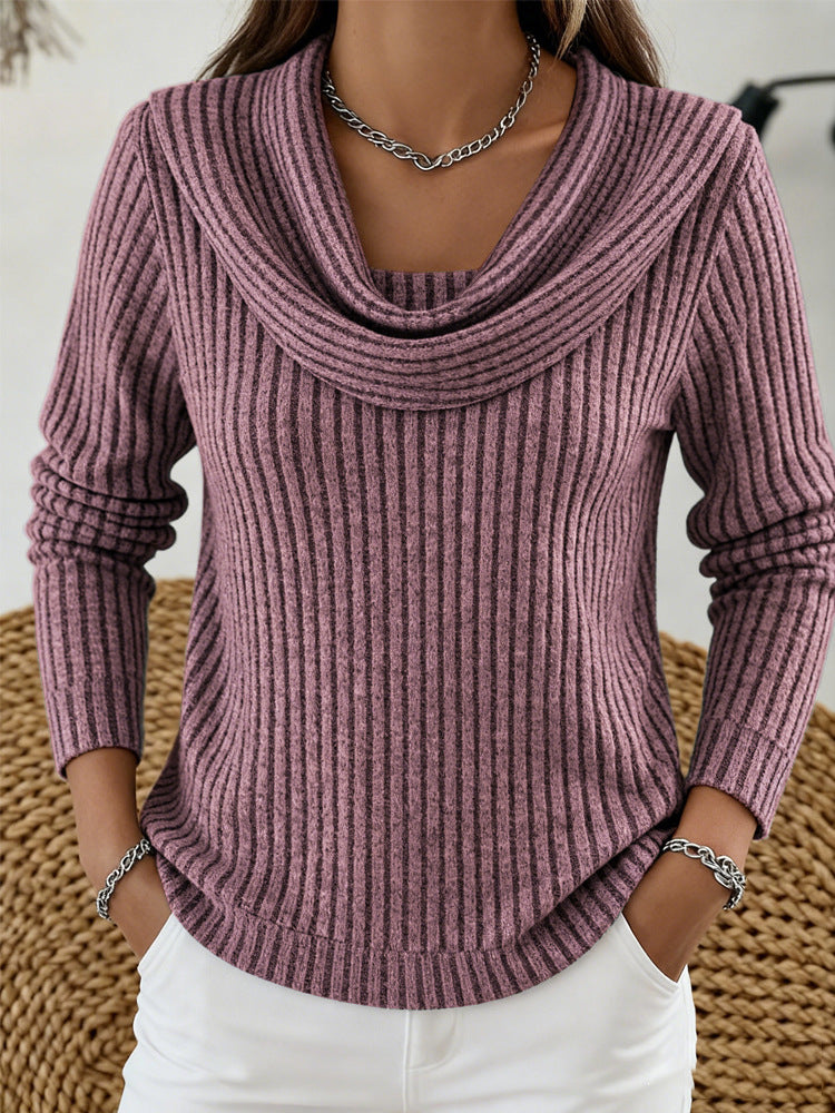Women's Ribbed Knit Top – Relaxed Long Sleeve
