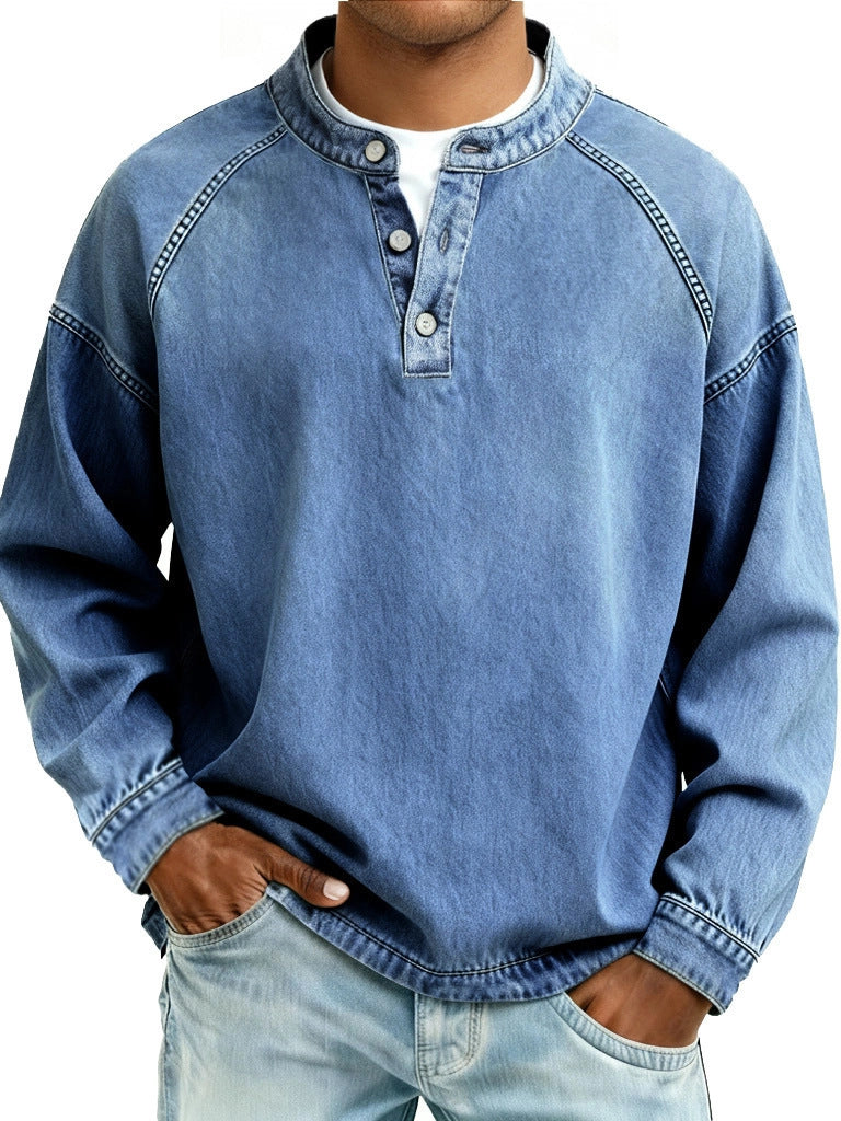 Men's Long Sleeve Pullover Shirt – Relaxed Vintage Fit