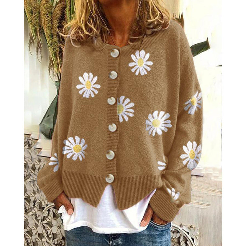 Women's Knit Cardigan – Relaxed Printed Design