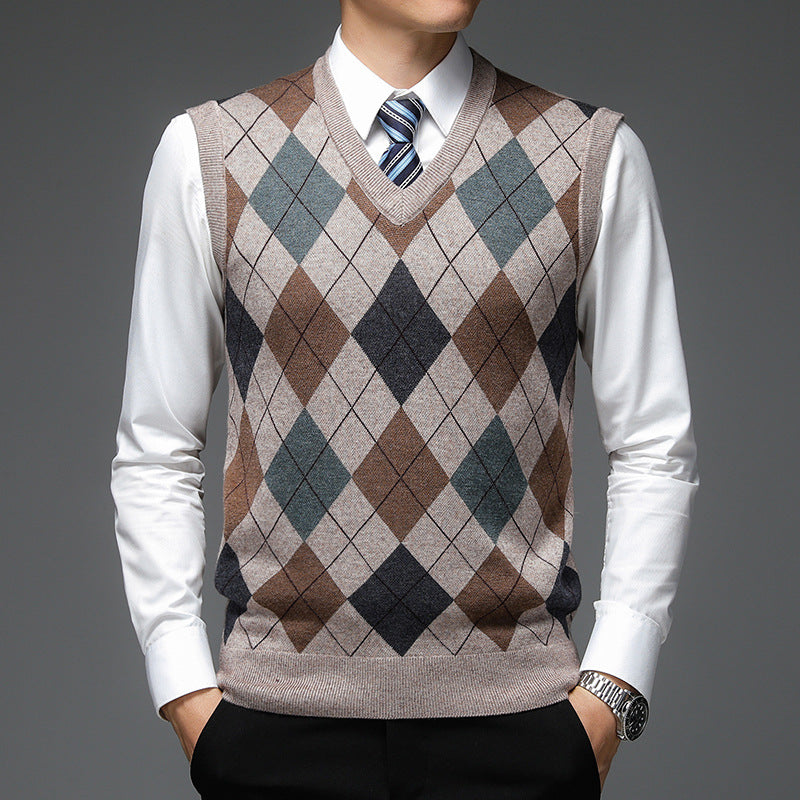 Men's Sweater Vest – Classic V-Neck Wool Blend