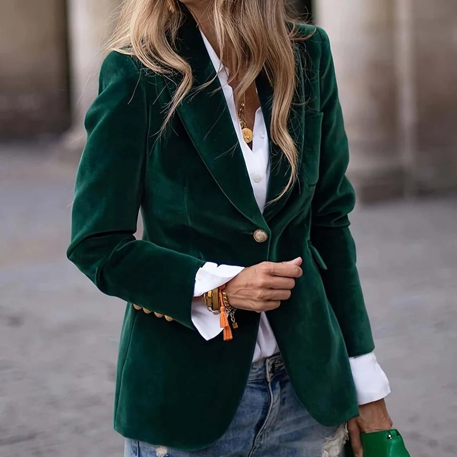 Women's Velvet-Look Blazer – Slim Buttoned Fit