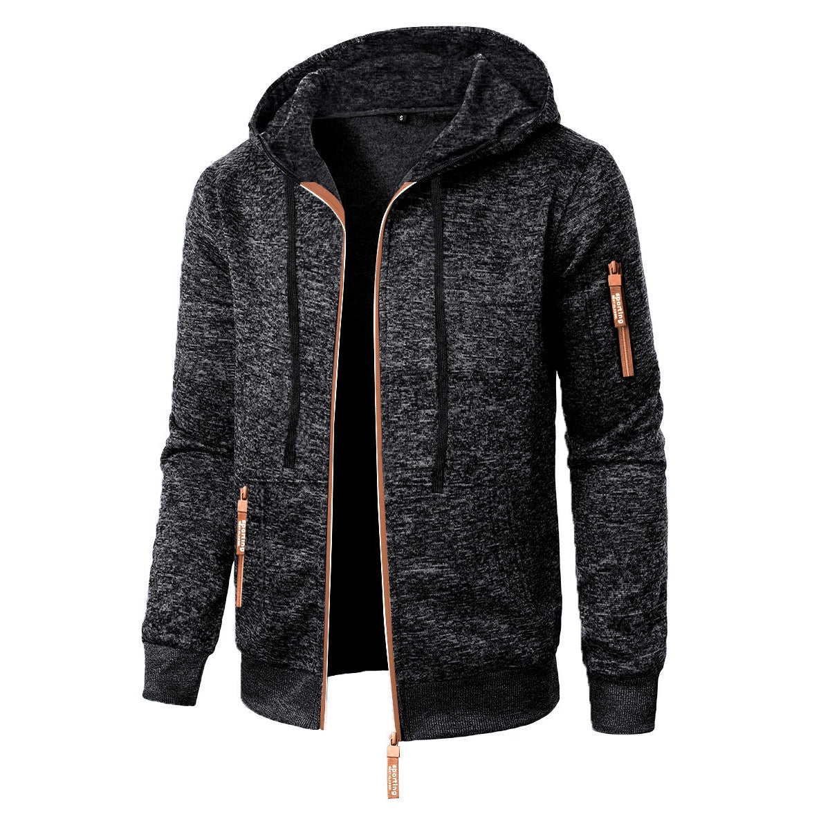 Men's Hooded Zip Cardigan – Textured Jacquard Knit