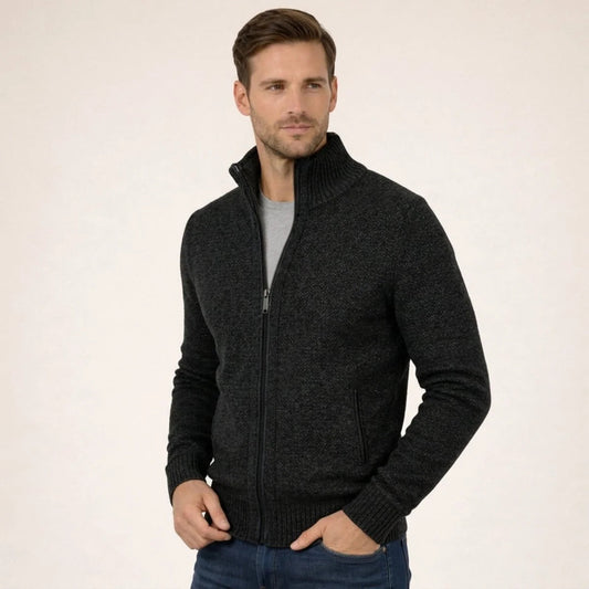 Men's Stand Collar Zip Jacket – Plush Lined Regular Fit