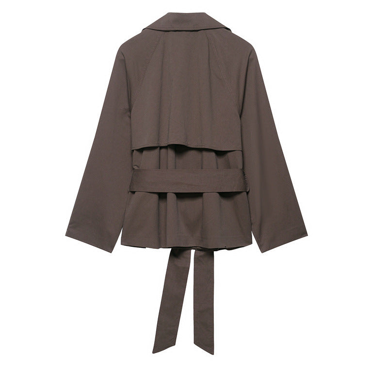 Women's Belted Trench Coat – Wide Lapel Relaxed Fit