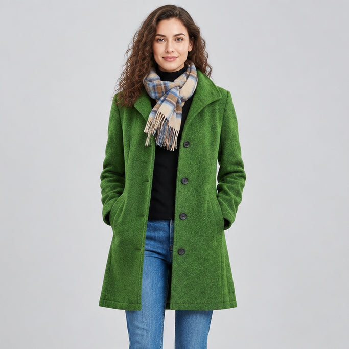 Women's Wool-Look Midi Coat – Slim Tailored Fit
