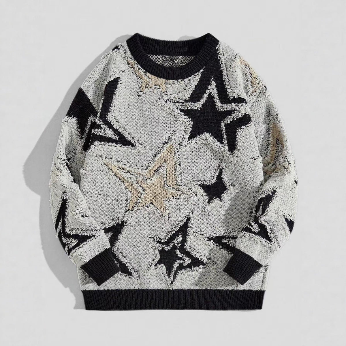 Men's Star Jacquard Sweater – Relaxed Drop-Shoulder Fit
