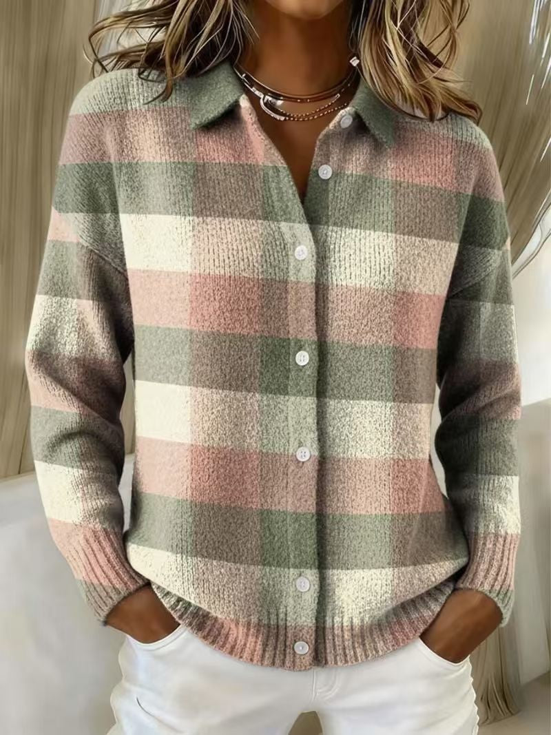 Women's Textured Knit Cardigan – Raised Retro Pattern