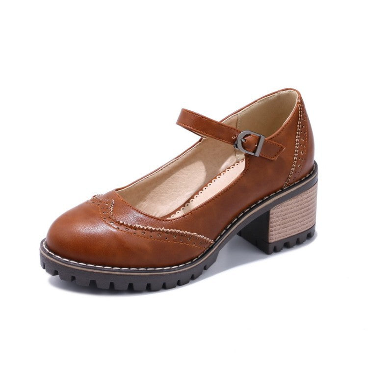 Women's Block Heel Shoe – Rounded Toe Low-Cut