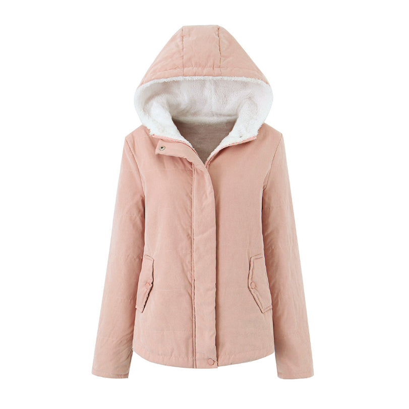 Women's Hooded Padded Jacket – Slim Fleece-Lined Fit
