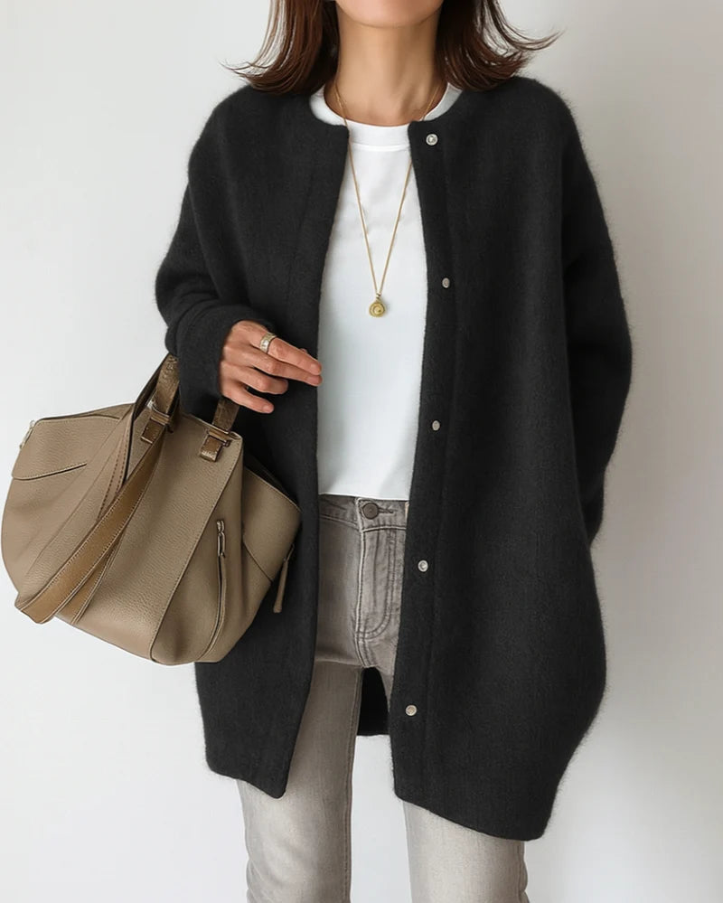 Women's Open-Front Cardigan Coat – Loose Straight Cut