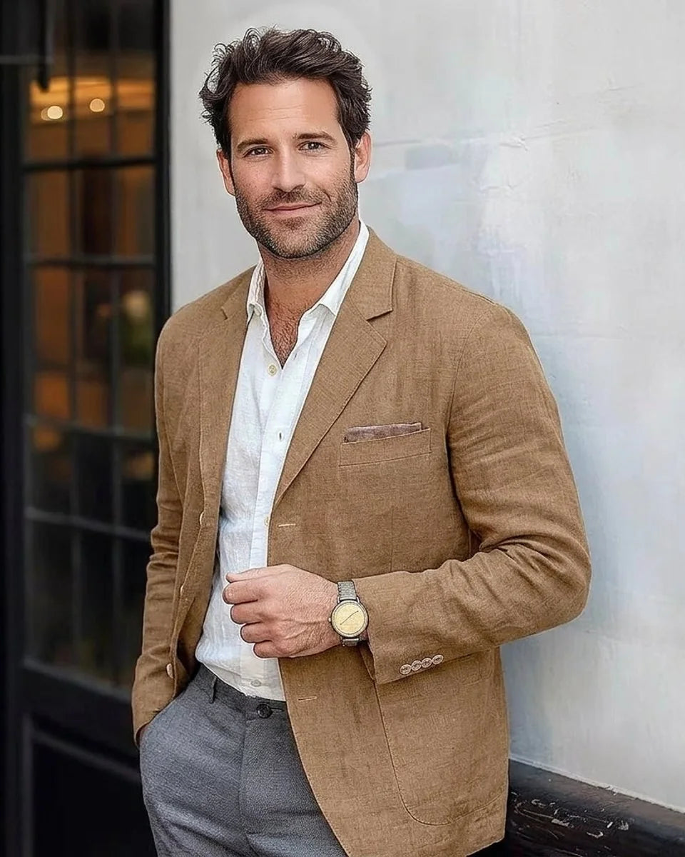 Men's Cotton-Linen Blazer Jacket – Unstructured Retro Cut
