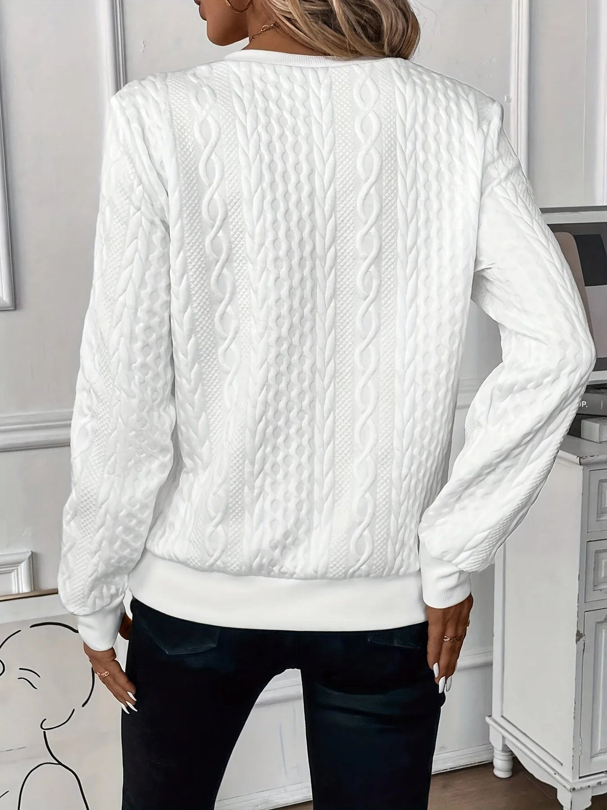 Women's Quilted Jacquard Hoodie – Relaxed Pullover Fit